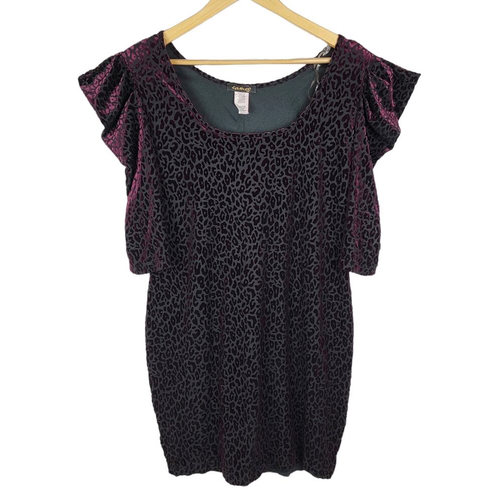 Cameo Velvet Cheetah Print Statement Sleeve Dress 3X